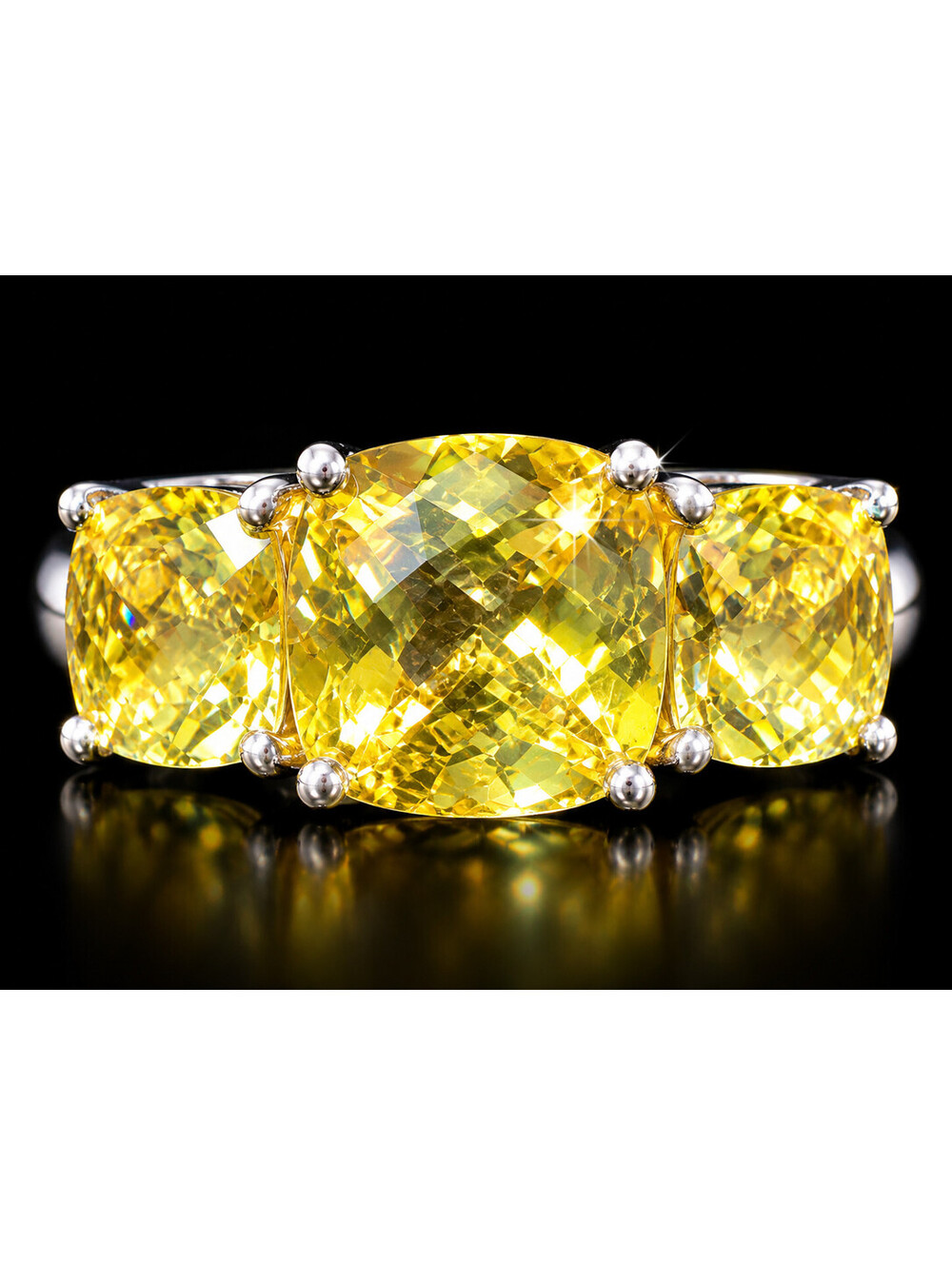 JAI John Hardy Sterling Silver Lemon Quartz Trilogy Ring 3 Stone Size 7 Retired